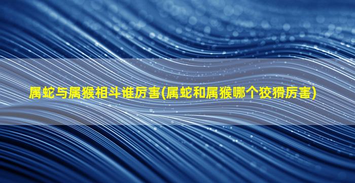 属蛇与属猴相斗谁厉害(属蛇和属猴哪个狡猾厉害)