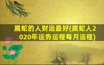 属蛇的人财运最好(属蛇人2020年运势运程每月运程)