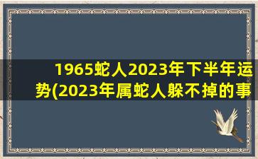 1965蛇人2023年下半年运势(2023年属蛇人躲不掉的事)