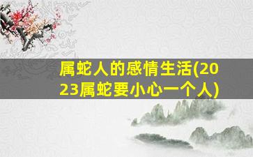 属蛇人的感情生活(2023属