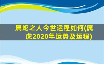 属蛇之人今世运程如何(属虎2020年运势及运程)