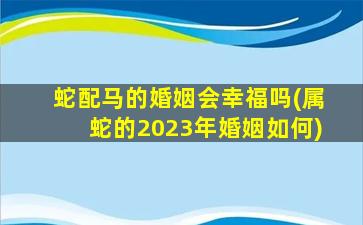 蛇配马的婚姻会幸福吗(属