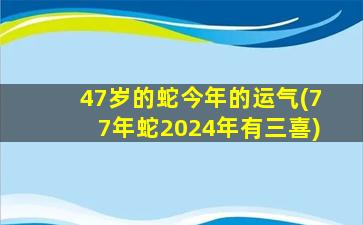 47岁的蛇今年的运气(77年蛇