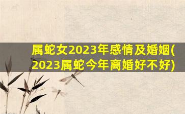 属蛇女2023年感情及婚姻