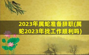 2023年属蛇准备辞职(属蛇2023年找工作顺利吗)