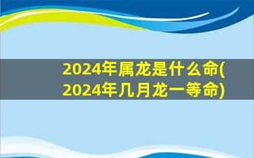 2024年属龙是什么命(2024年