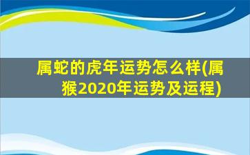 属蛇的虎年运势怎么样(属猴2020年运势及运程)