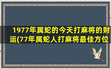 1977年属蛇的今天打麻将的财运(77年属蛇人打麻将最佳方位)