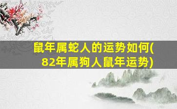 鼠年属蛇人的运势如何(82年属狗人鼠年运势)