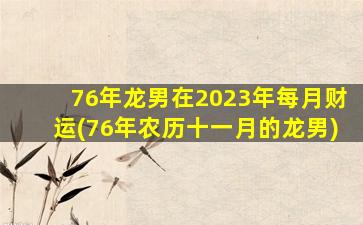 76年龙男在2023年每月财运(76年农历十一月的龙男)