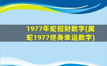 1977年蛇招财数字(属蛇19