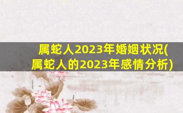 属蛇人2023年婚姻状况(属蛇人的2023年感情分析)