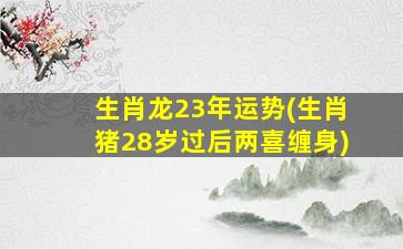 生肖龙23年运势(生肖猪28岁过后两喜缠身)