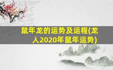 鼠年龙的运势及运程(龙人2020年鼠年运势)