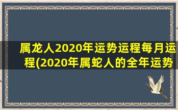 属龙人2020年运势运程每月