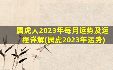 属虎人2023年每月运势及