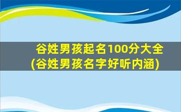 谷姓男孩起名100分大全(谷