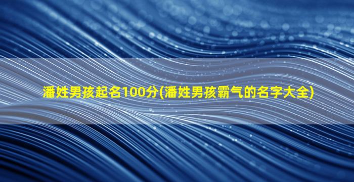 潘姓男孩起名100分(潘姓