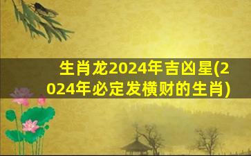 生肖龙2024年吉凶星(2024年