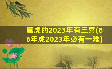 属虎的2023年有三喜(86年虎2023年必有一难)