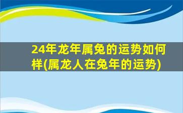 24年龙年属兔的运势如何样