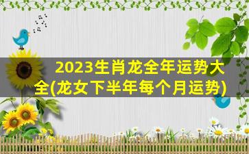 2023生肖龙全年运势大全(龙女下半年每个月运势)