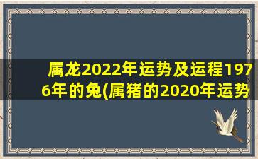 属龙2022年运势及运程1976年的兔(属猪的2020年运势怎么样)