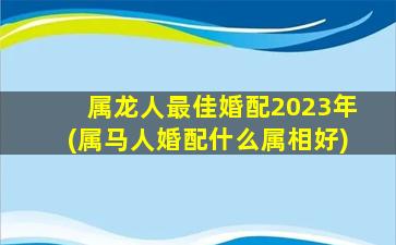 属龙人最佳婚配2023年(属马