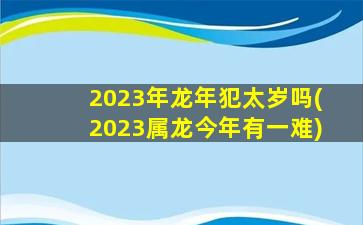 2023年龙年犯太岁吗(202