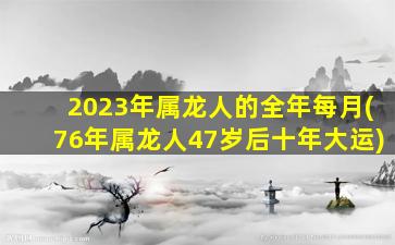 2023年属龙人的全年每月