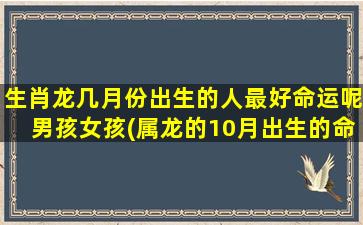 生肖龙几月份出生的人最好命运呢男孩女孩(属龙的10月出生的命运)