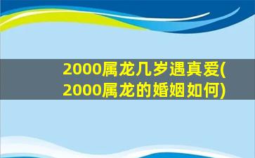 2000属龙几岁遇真爱(2000属