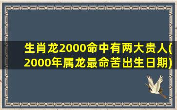 生肖龙2000命中有两大贵人