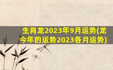 生肖龙2023年9月运势(龙今年的运势2023各月运势)