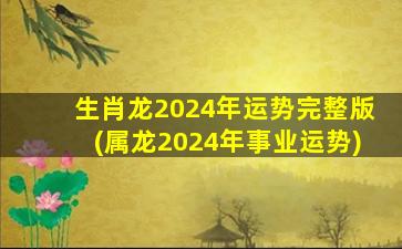 生肖龙2024年运势完整版