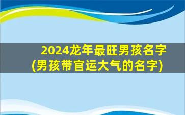 2024龙年最旺男孩名字(男孩带官运大气的名字)