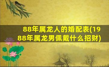 88年属龙人的婚配表(1988年