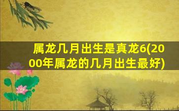 属龙几月出生是真龙6(2000年属龙的几月出生最好)