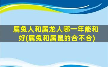 属兔人和属龙人哪一年能和好(属兔和属鼠的合不合)