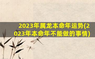 2023年属龙本命年运势(2023年本命年不能做的事情)