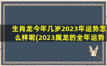 生肖龙今年几岁2023年运