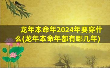 龙年本命年2024年要穿什