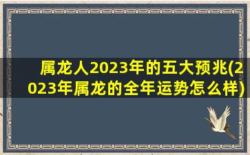 属龙人2023年的五大预兆(2023年属龙的全年运势怎么样)