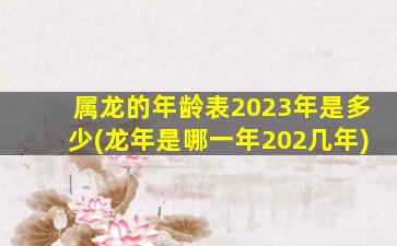 <strong>属龙的年龄表2023年是多</strong>