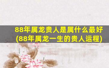 88年属龙贵人是属什么最好(88年属龙一生的贵人运程)