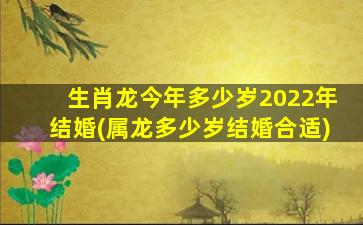 生肖龙今年多少岁2022年结婚(属龙多少岁结婚合适)