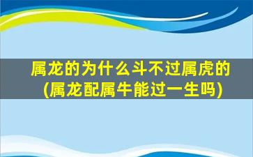 属龙的为什么斗不过属虎的(属龙配属牛能过一生吗)