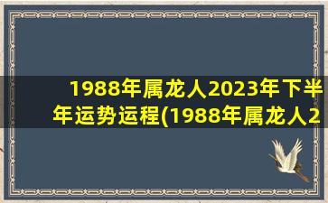 1988年属龙人2023年下半年