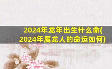 2024年龙年出生什么命(