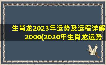 生肖龙2023年运势及运程详解2000(2020年生肖龙运势)